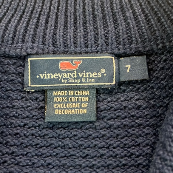 Vineyard Vines Ribbed V Neck Zippered Pullover Thick Textured Sweater. - Picture 6 of 10
